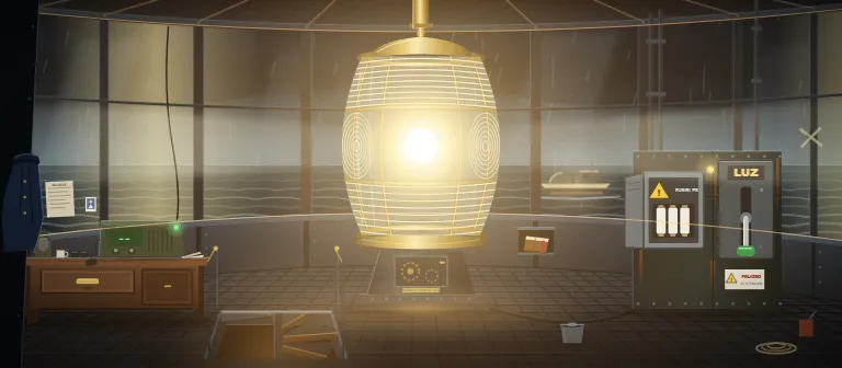 The lamp room at the top of the lighthouse