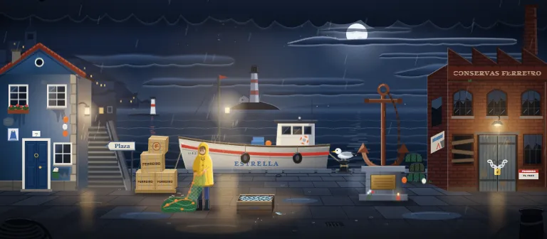 The fishing port at night